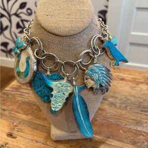 Coreen Cordova Steer Crazy Sterling Silver and Turquoise Necklace-$1,300 Retail